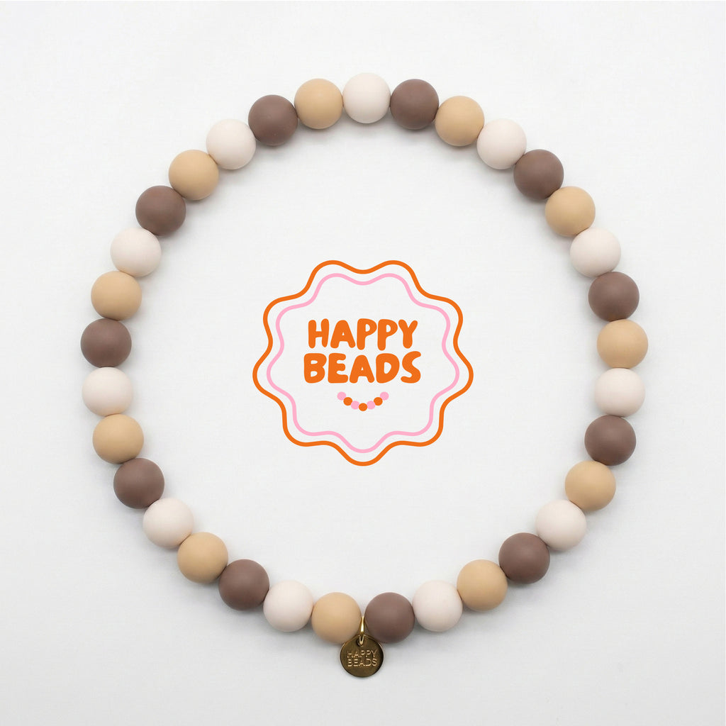 Cocoa Pebble Dog Necklace – Handmade Silicone Beads - Happy Beads