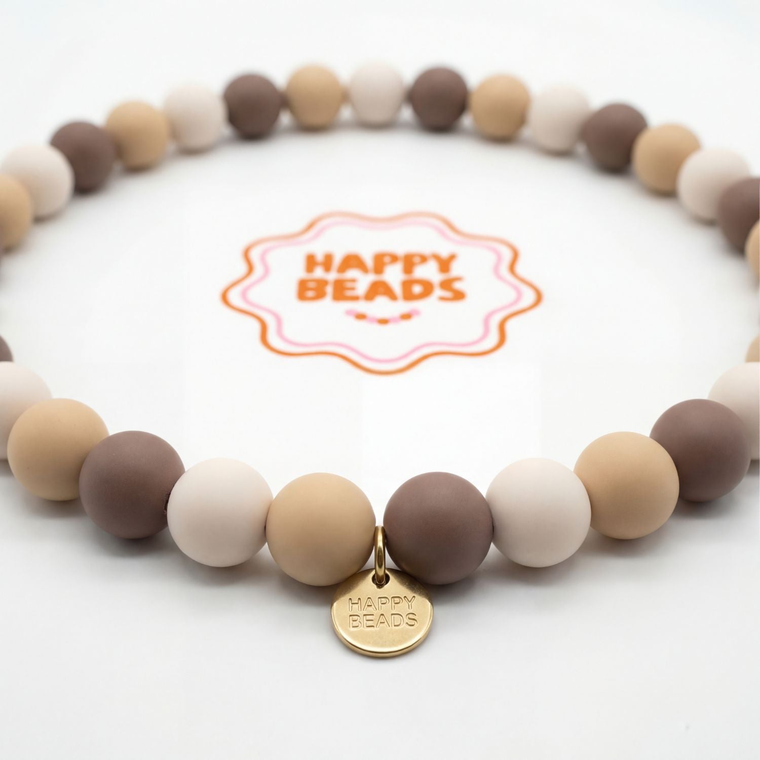 Cocoa Pebble Dog Necklace – Handmade Silicone Beads - Happy Beads