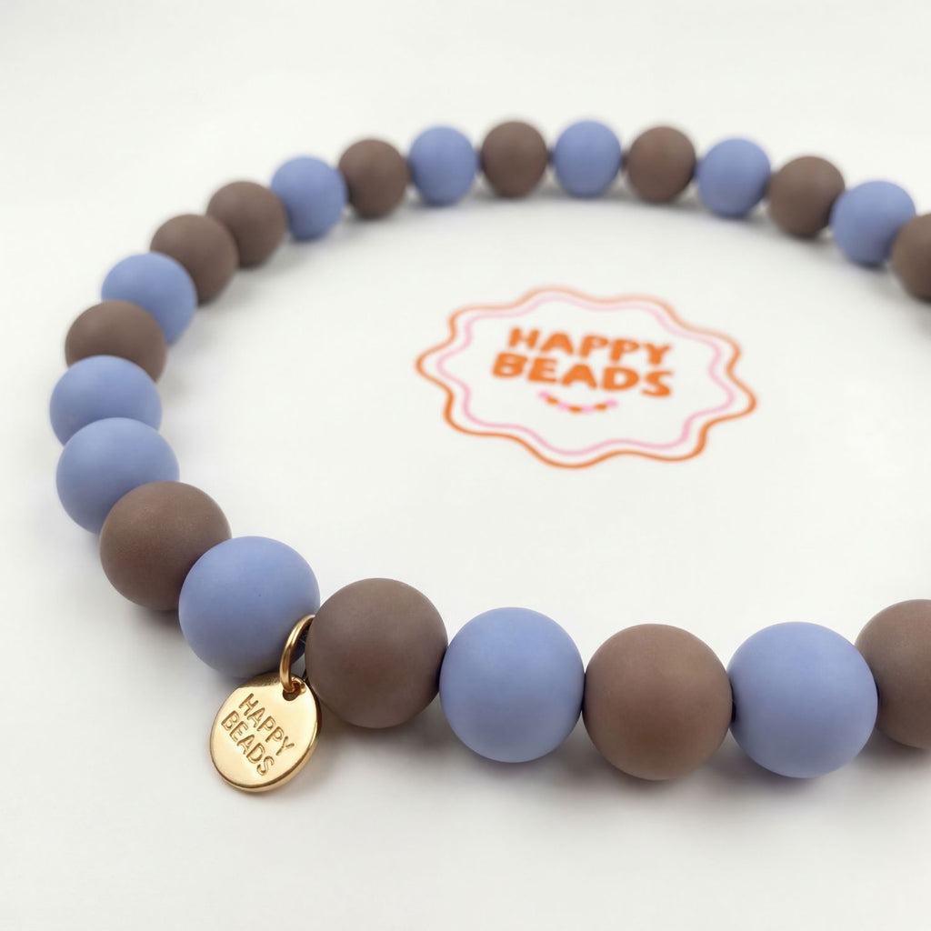 Dusty Blue Dog Necklace – Handmade Silicone Beads - Happy Beads