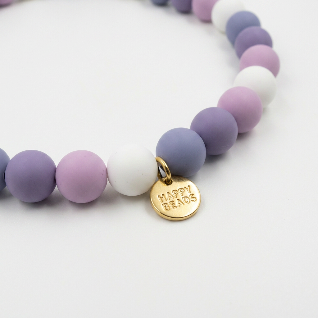 Lavender Fog Dog Necklace – Handmade Silicone Beads