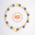 Lemon Lilac handmade silicone bead dog necklace with colorful, flexible beads for small to medium dogs.