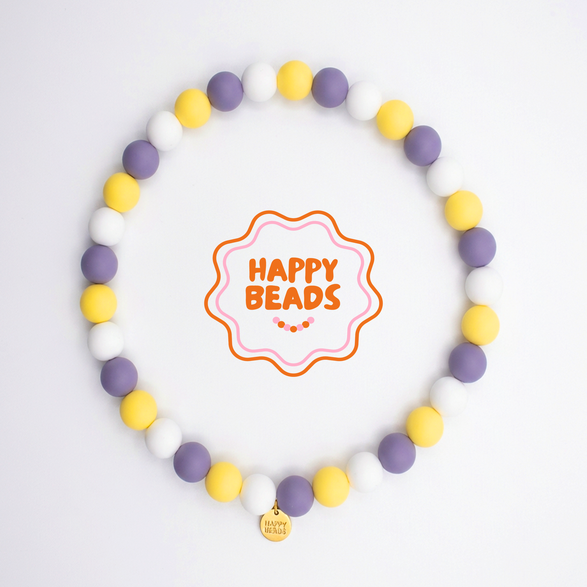 Lemon Lilac handmade silicone bead dog necklace with colorful, flexible beads for small to medium dogs.