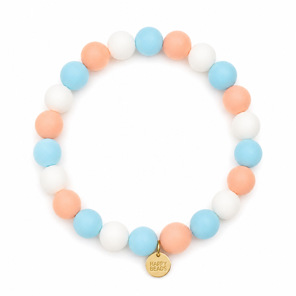 Mia Blue Dog Necklace by Happy Beads featuring handmade silicone beads on a stylish dog accessory.