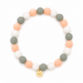 Mia Blush handmade silicone bead dog necklace by Happy Beads, featuring soft pink and beige beads on a durable adjustable strap.