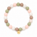 Pink handmade silicone dog necklace by Happy Beads featuring colorful beads for small pets.
