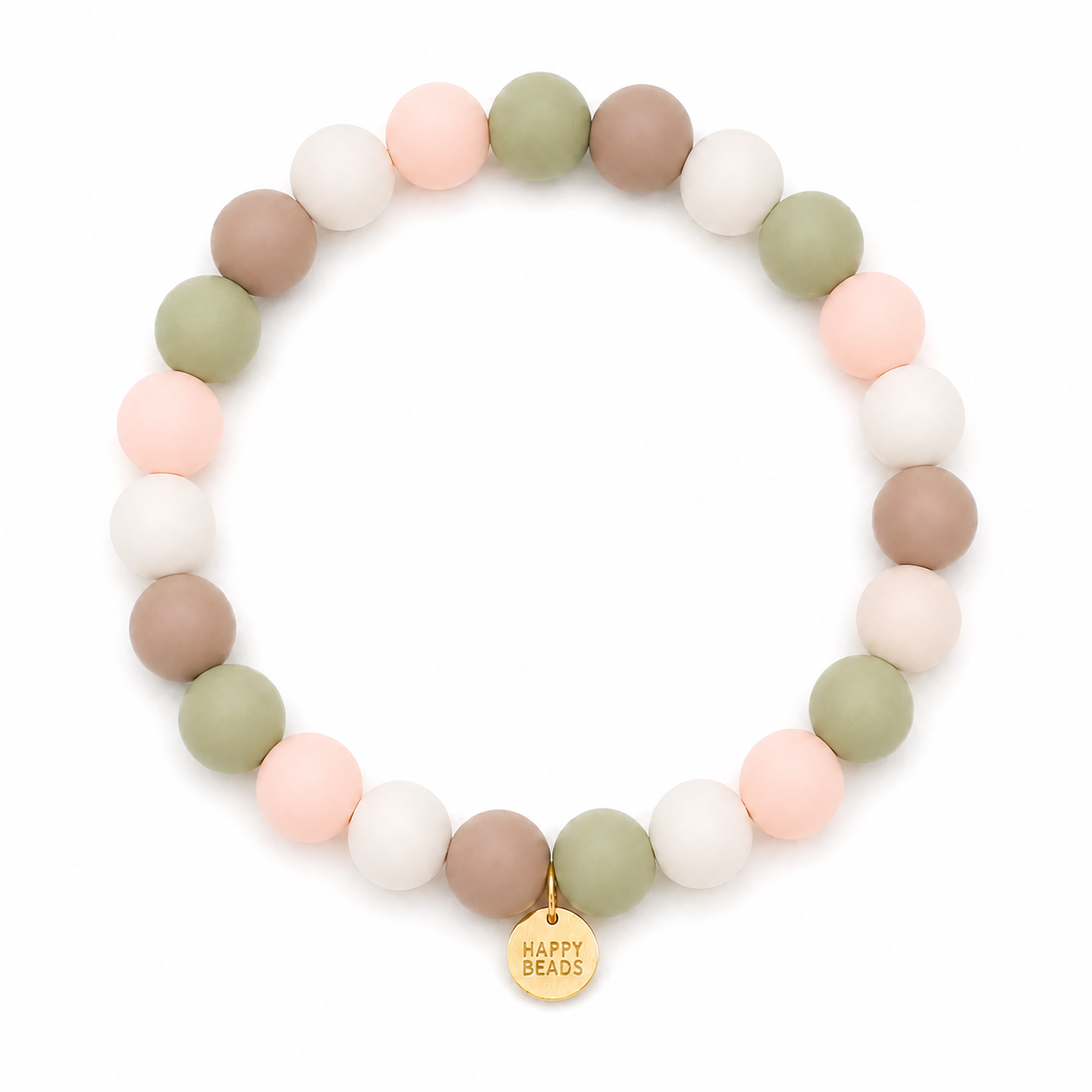 Pink handmade silicone dog necklace by Happy Beads featuring colorful beads for small pets.