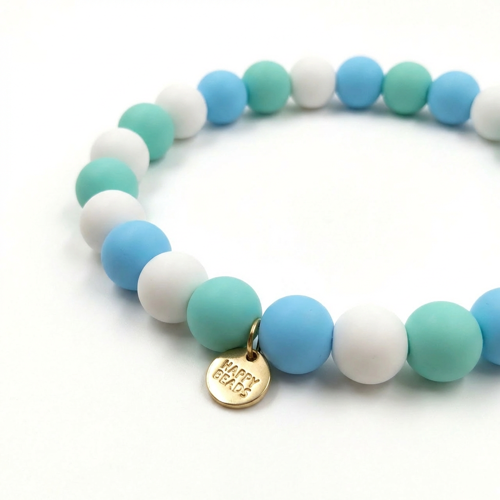 Mint Breeze dog necklace by Happy Beads featuring handmade silicone beads in mint green for stylish pet accessories.
