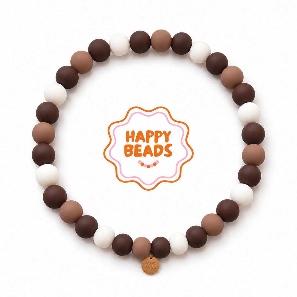 Mocha Roast Dog Necklace – Handmade Silicone Beads