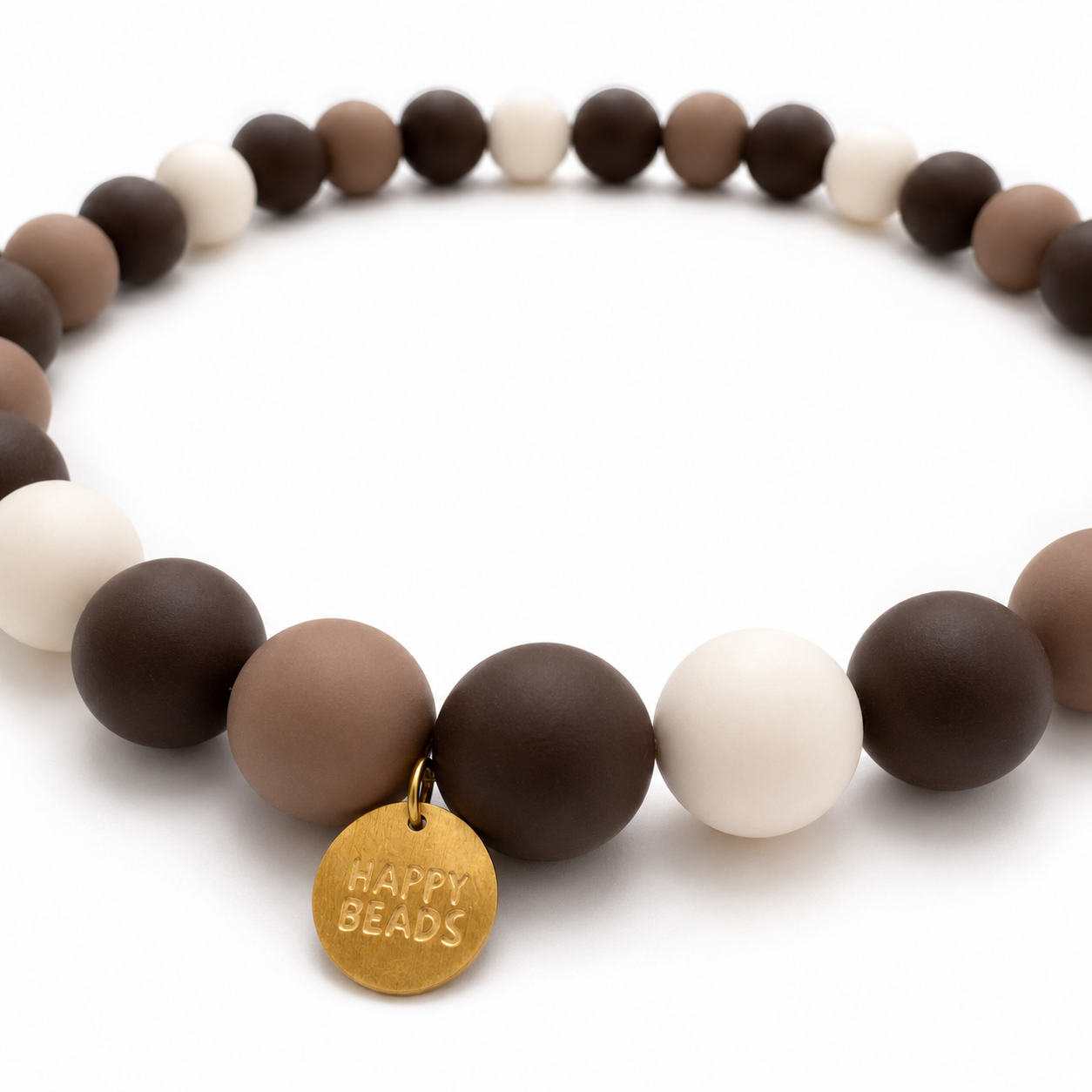 Mocha Roast Dog Necklace – Handmade Silicone Beads