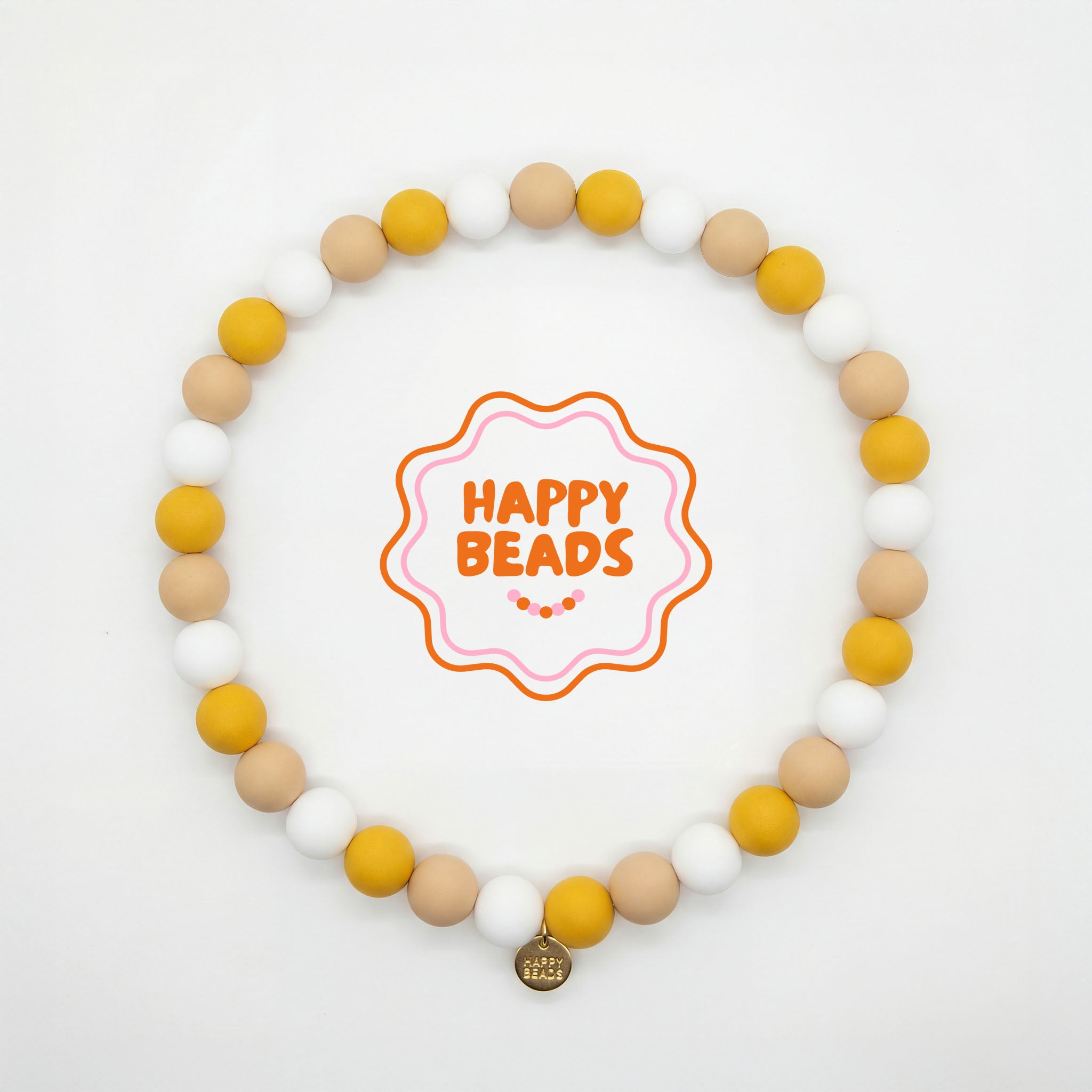 Honey Cream Dog Necklace – Handmade Silicone Beads - Happy Beads