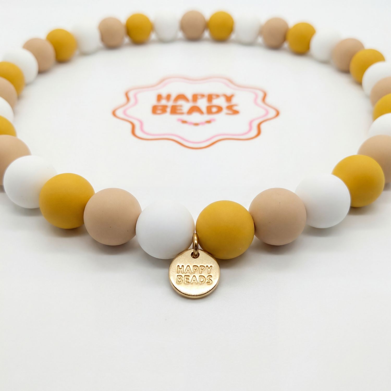 Honey Cream Dog Necklace – Handmade Silicone Beads - Happy Beads