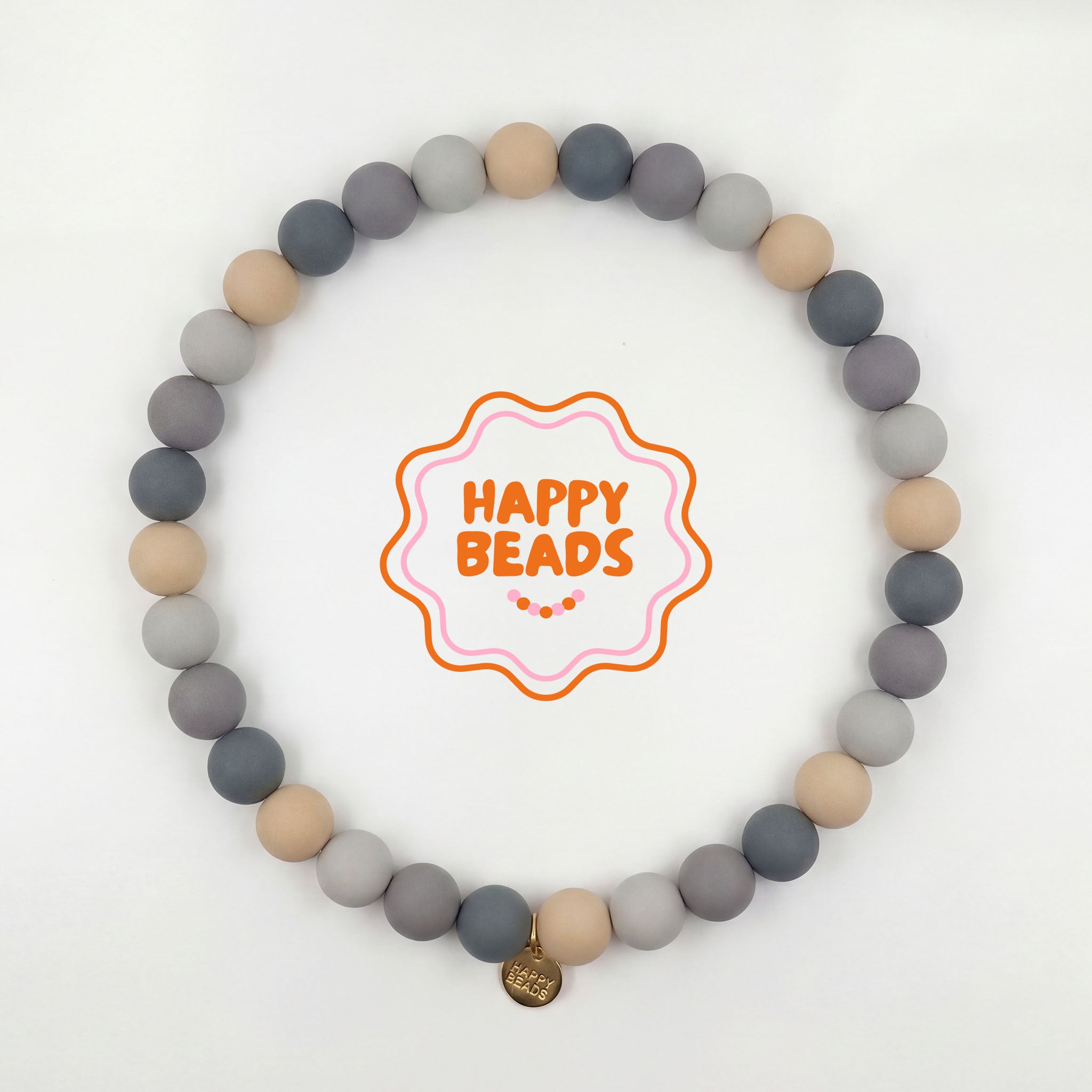 Smoky Pebble Dog Necklace – Handmade Silicone Beads - Happy Beads