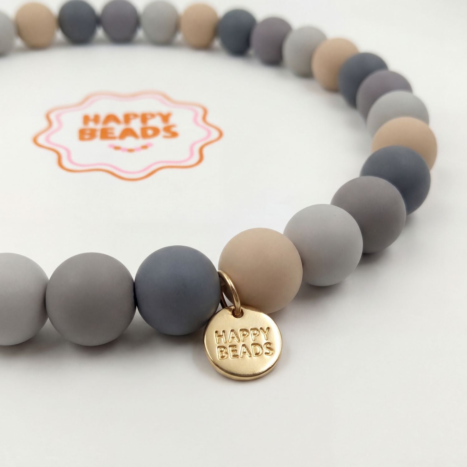 Smoky Pebble Dog Necklace – Handmade Silicone Beads - Happy Beads