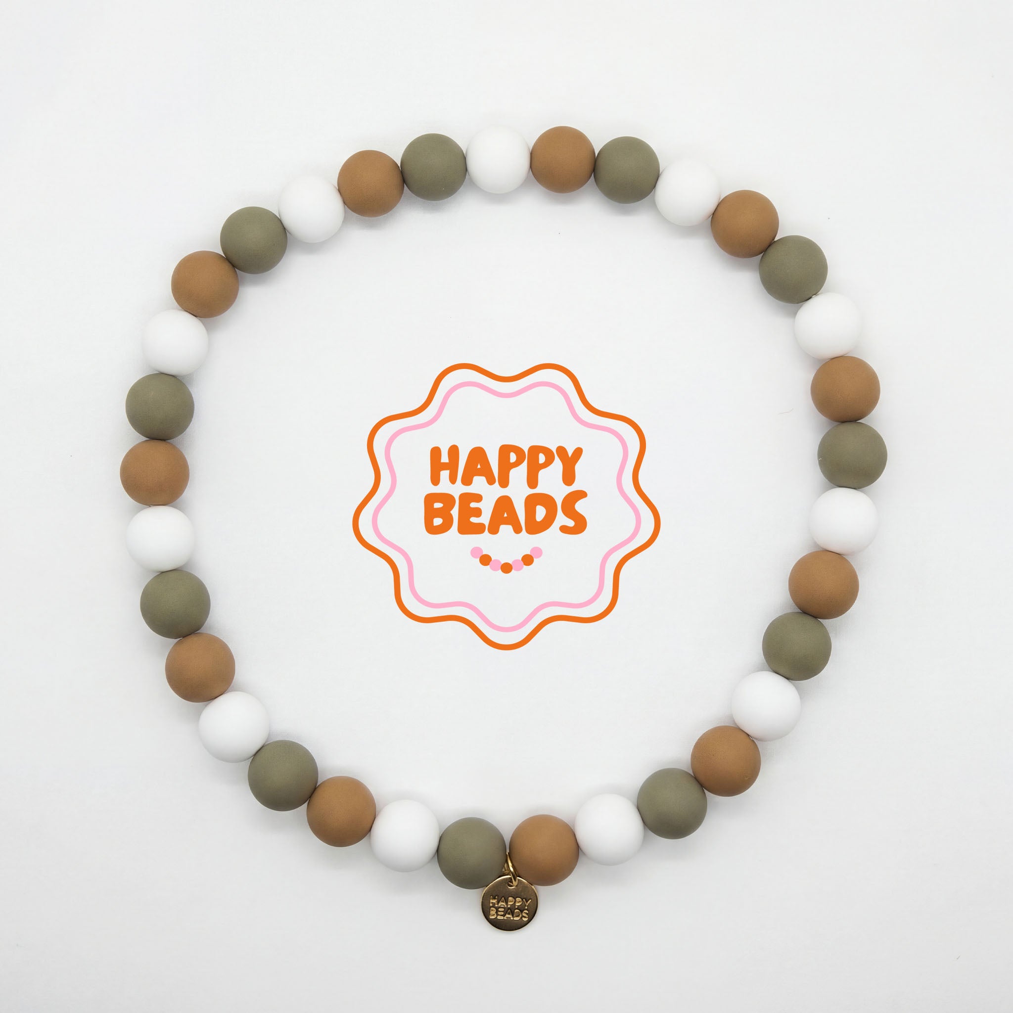Olive Latte Dog Necklace – Handmade Silicone Beads - Happy Beads