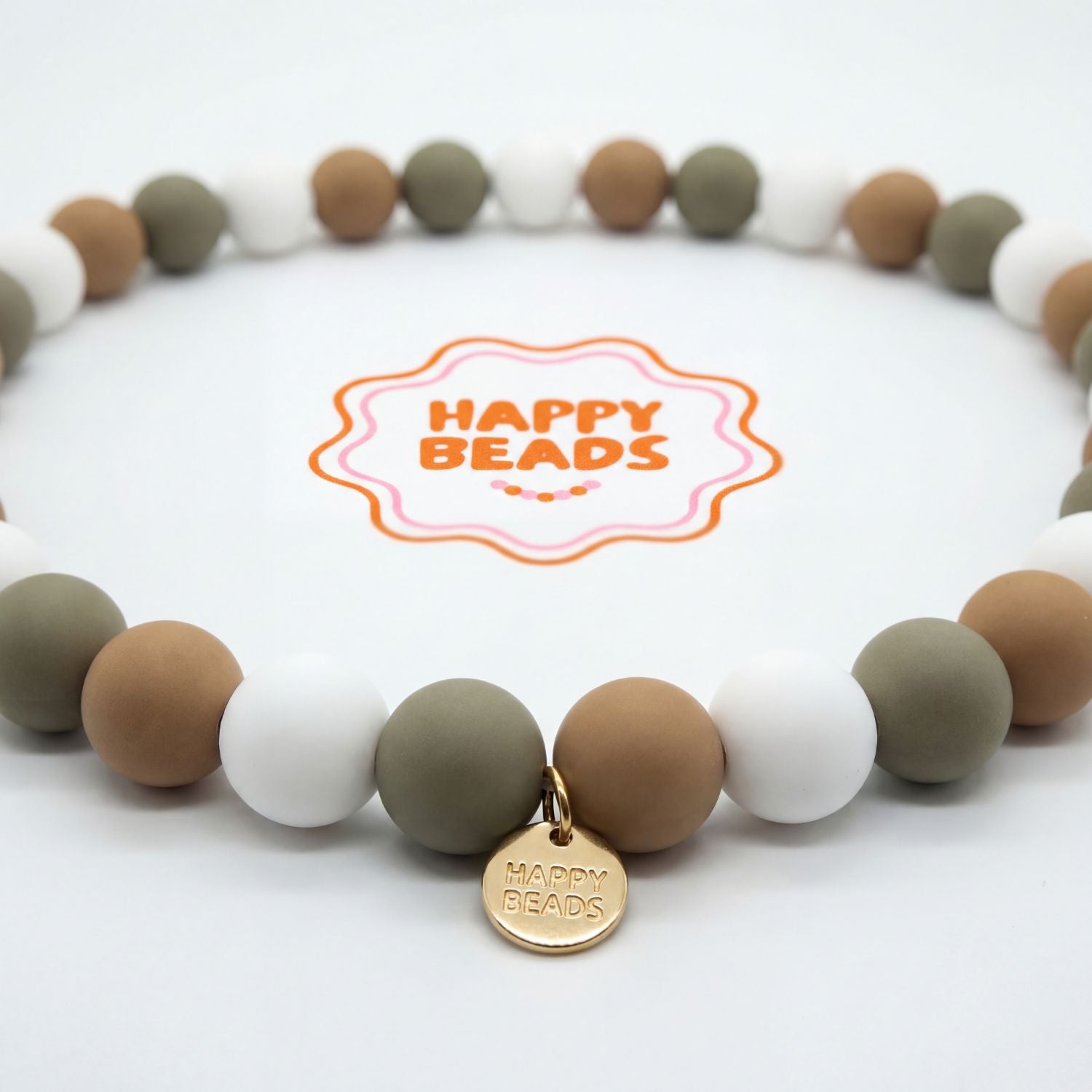 Olive Latte Dog Necklace – Handmade Silicone Beads - Happy Beads