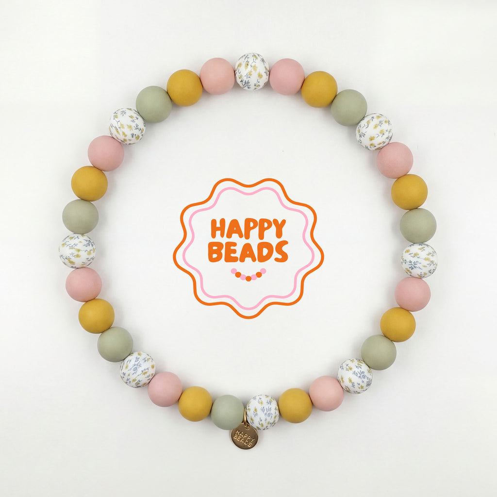 Soft Daisy Dog Necklace – Handmade Silicone Beads - Happy Beads