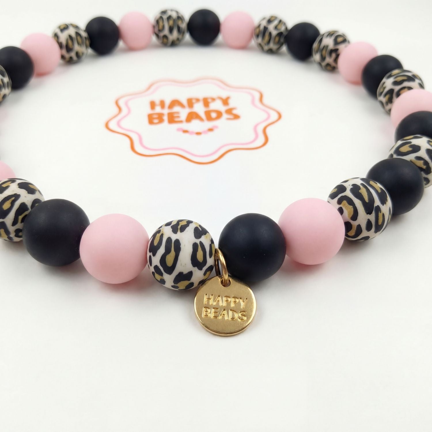 Soft Leopard Dog Necklace – Handmade Silicone Beads - Happy Beads