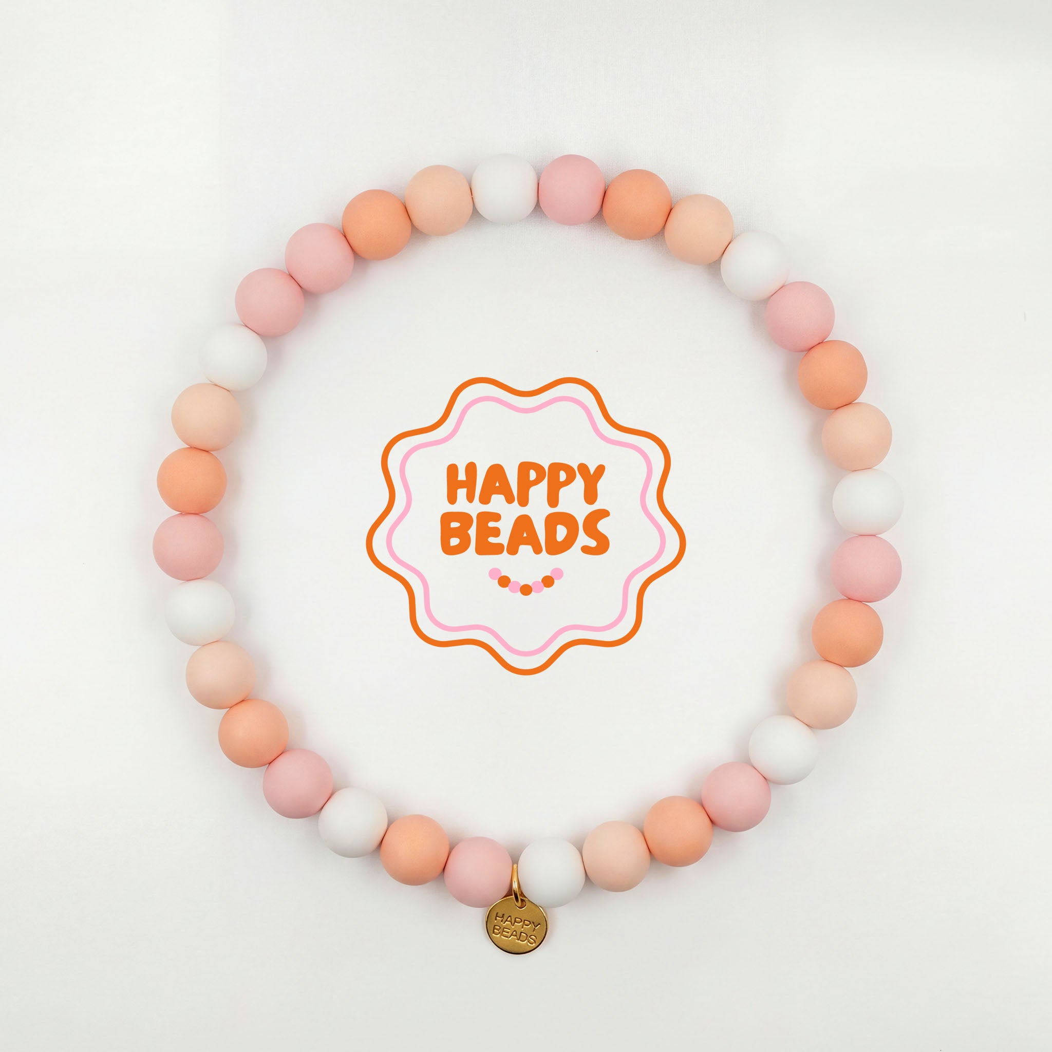 Soft Peach Dog Necklace – Handmade Silicone Beads - Happy Beads