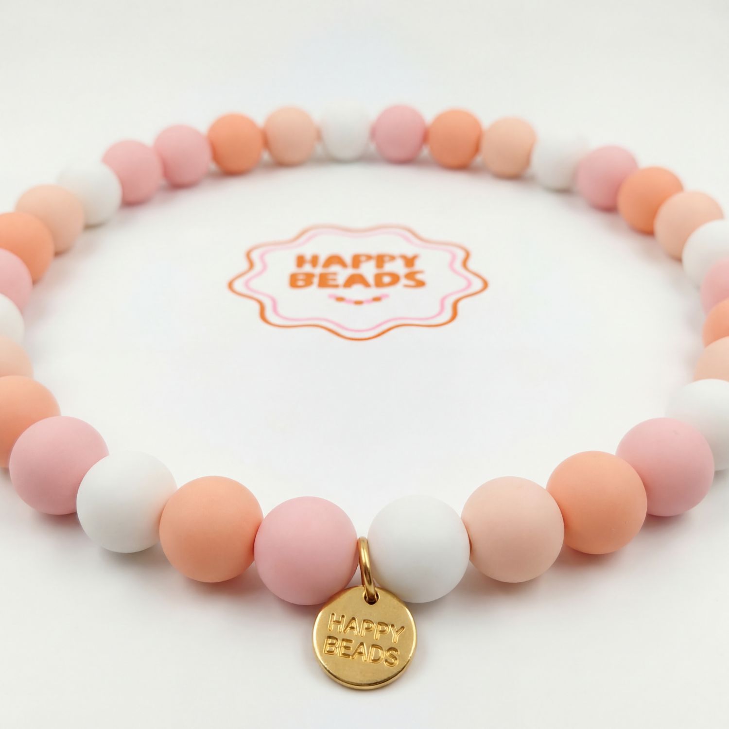 Soft Peach Dog Necklace – Handmade Silicone Beads - Happy Beads