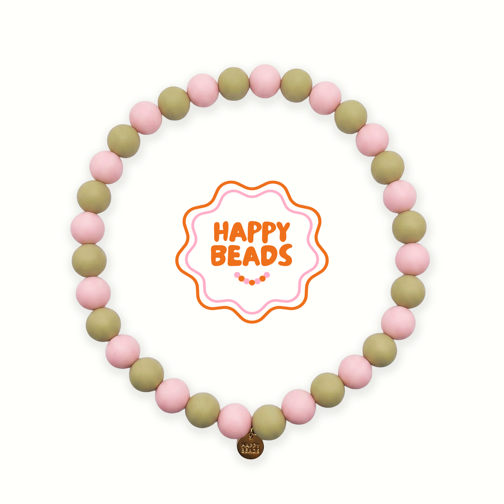Strawberry Matcha Dog Necklace – Handmade Silicone Beads