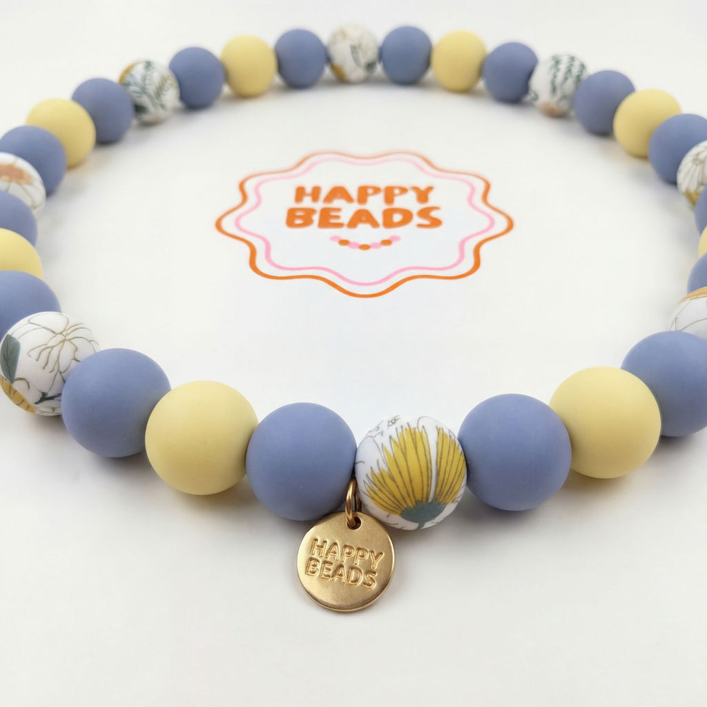Sunny Bloom Dog Necklace – Handmade Silicone Beads - Happy Beads