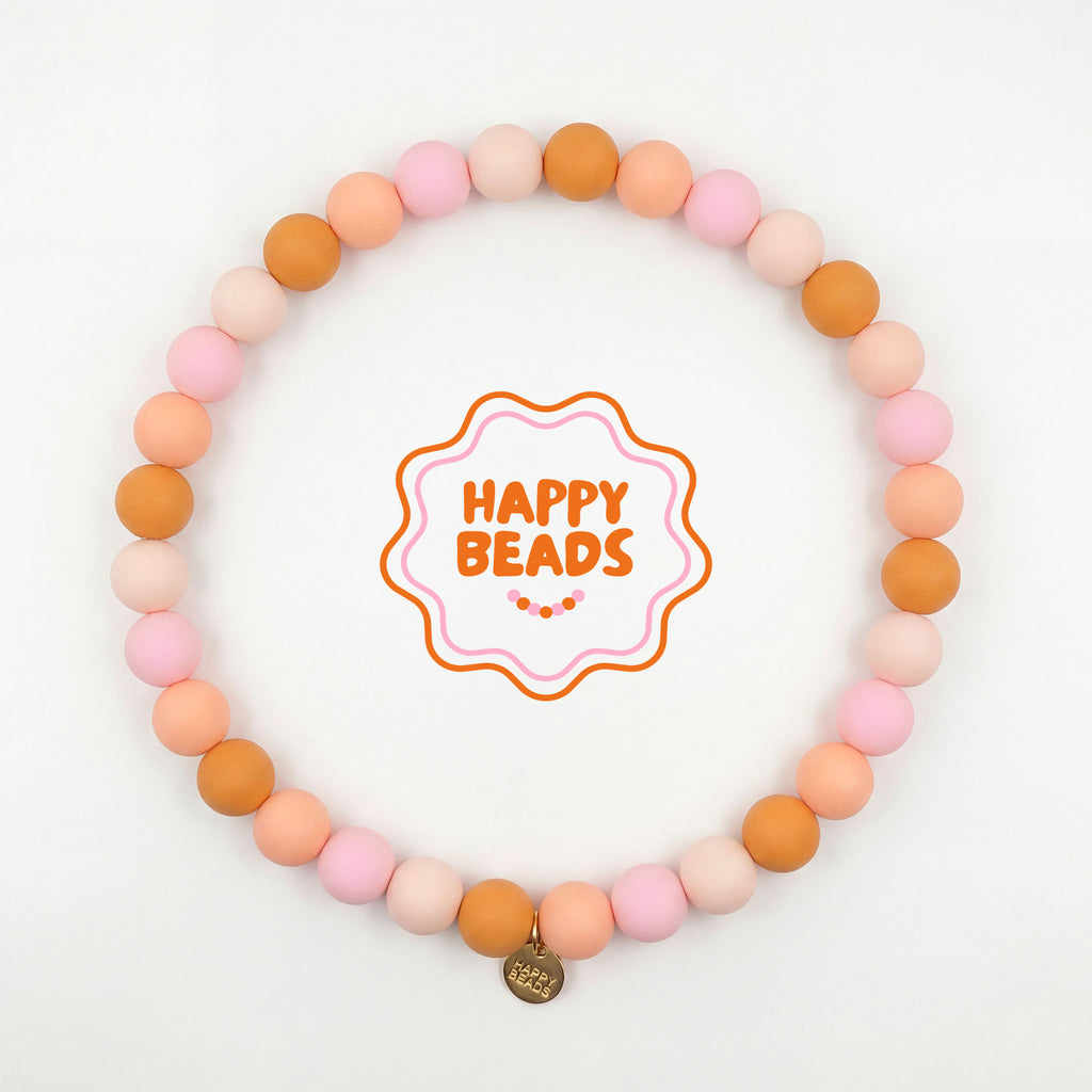 Warm Blush Dog Necklace – Handmade Silicone Beads - Happy Beads